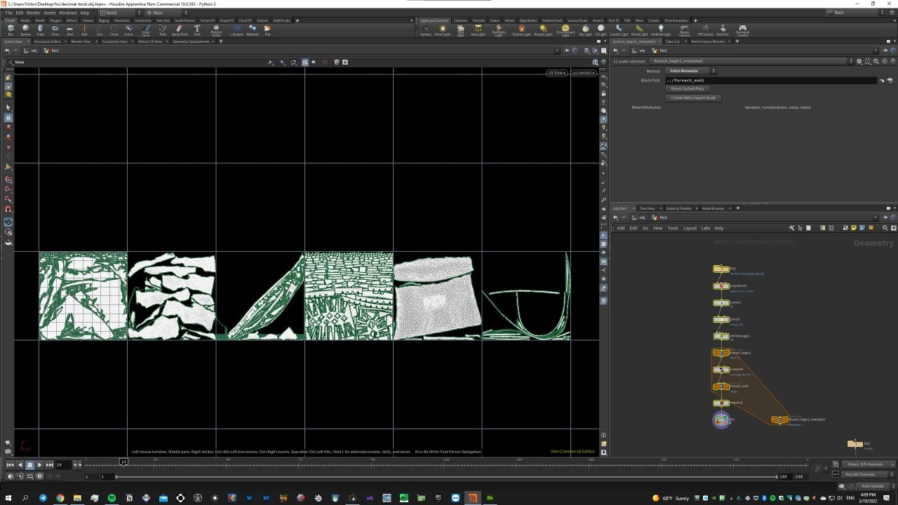 424 Marathon Boots process — procedural UDIM unwrap in Houdini